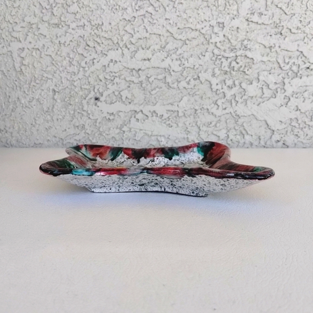Italian Art Pottery Trinket Dish Ashtray Dripped Glazed Amoeba Freeform Signed - Picture 8 of 15